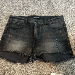 Black denim shorts